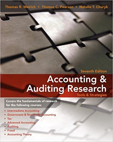 accounting Auditing Research Weirich Test bank