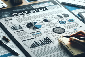 An image showing a detailed case study document with graphs and text